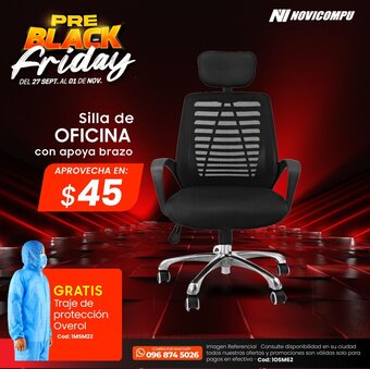Novicompu Silla de OFICINA con apoya brazo GRATIS Traje de protección Overol oferta