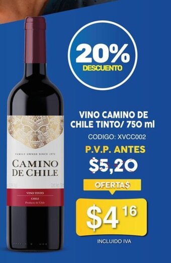 Coral Hipermercados VINO CAMINO DE CHILE TINTO/ 750 ml oferta
