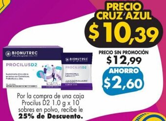 Farmacias Cruz Azul Procilus D2 1.0 g x 10 sobres en polvo oferta