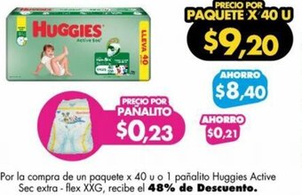 Farmacias Cruz Azul Huggies Active Sec extra flex XXG oferta