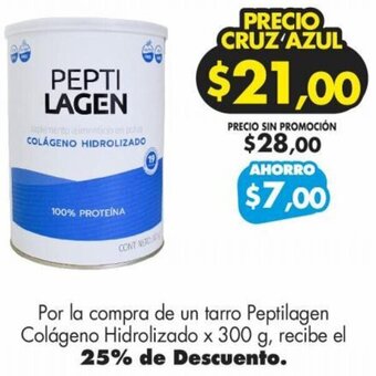 Farmacias Cruz Azul Peptilagen Colágeno Hidrolizado x 300 g oferta