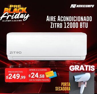 Novicompu AIRE ACONDICIONADO ZITRO 12000 BTU oferta