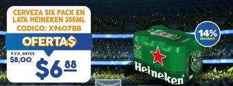 Coral Hipermercados CERVEZA SIX PACK EN LATA HEINEKEN 355ML oferta