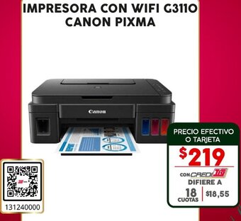 Tia IMPRESORA CON WIFI G3110 CANON PIXMA oferta