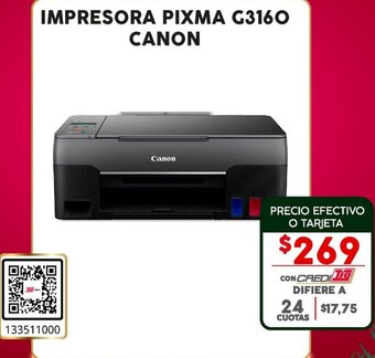 Tia IMPRESORA PIXMA G3160 CANON oferta
