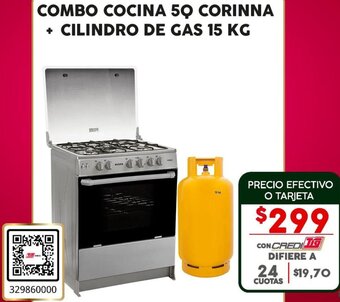 Tia COMBO COCINA 50 CORINNA + CILINDRO DE GAS 15 KG oferta