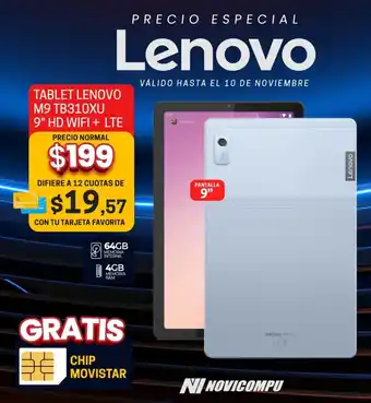 Novicompu TABLET LENOVO M9 TB310XU 9" HD WIFI + LTE oferta