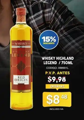 Coral Hipermercados WHISKY HIGHLAND LEGEND / 750ML oferta