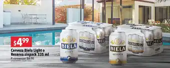 Tia Cerveza Biela Light o Reserva sixpack 335 ml oferta
