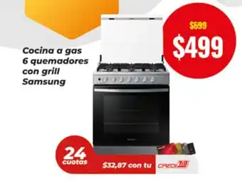 Tia Cocina a gas 6 quemadores con grill Samsung oferta