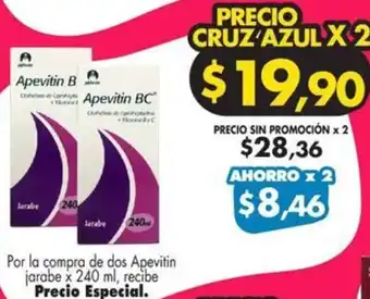Farmacias Cruz Azul Por la compra de dos Apevitin jarabe x 240 ml oferta