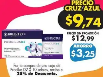 Farmacias Cruz Azul Procilus D2 X 10 sobres oferta
