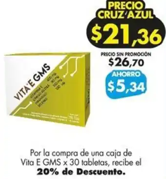 Farmacias Cruz Azul Vita E GMS x 30 tabletas oferta