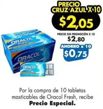Farmacias Cruz Azul Oracol Fresh 10 tabletas masticables oferta