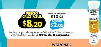 Farmacias Cruz Azul Vitamina C Swiss Energy x 20 tabletas oferta
