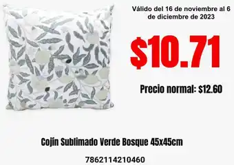 Supermaxi Cojín Sublimado Verde Bosque 45x45cm oferta