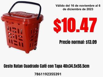 Supermaxi Cesto Ratan Cuadrado Café con Tapa 40x34.5x55.5cm oferta