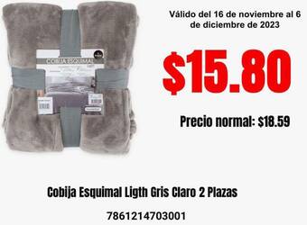 Supermaxi Cobija Esquimal Ligth Gris Claro 2 Plazas oferta