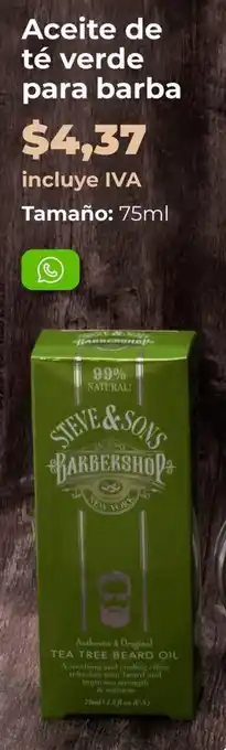 Supermaxi Aceite de té verde para barba 75ml oferta