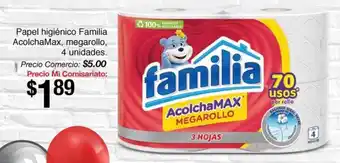 Mi Comisariato Papel higiénico Familia AcolchaMax, megarollo, 4 unidades oferta