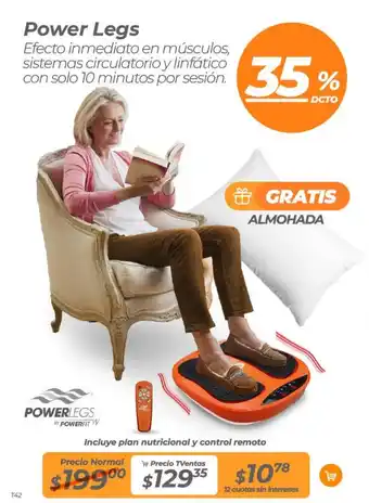 TVentas Power Legs Efecto inmediato en músculos, sistemas circulatorio y linfático con solo 10 minutos por sesión + ALMOHADA oferta