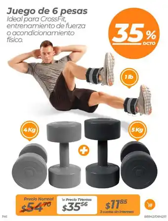 TVentas Juego de 6 pesas Ideal para CrossFit, entrenamiento de fuerza o acondicionamiento físico oferta