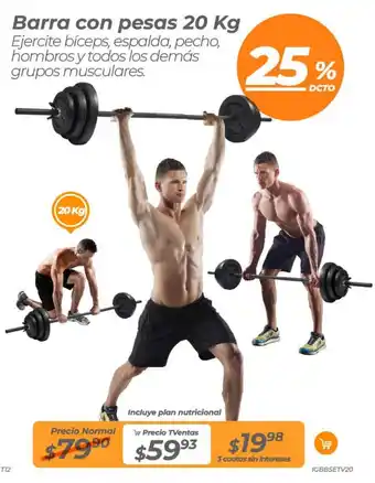 TVentas Barra con pesas 20 kg oferta