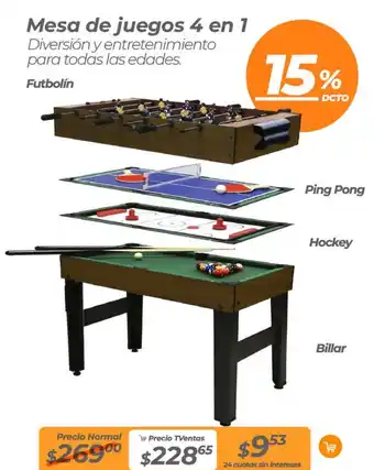 TVentas Mesa de juegos 4 en 1 oferta