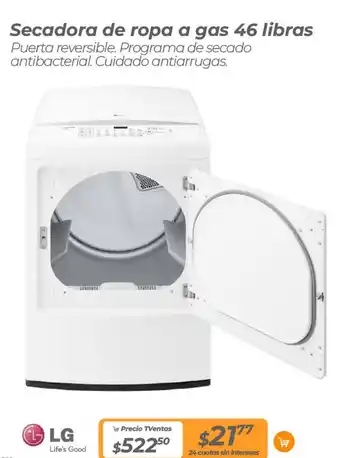 LG Secadora de ropa a gas 46 libras