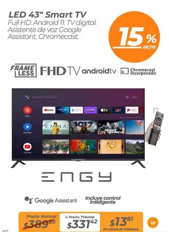 TVentas ENGY LED 43" Smart TV oferta