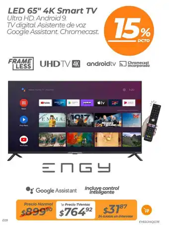 TVentas ENGY LED 65" 4K Smart TV oferta