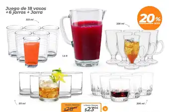 TVentas Juego de 18 vasos +6 jarros + Jarra oferta