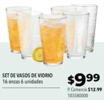 Tia SET DE VASOS DE VIDRIO 16 onzas 6 unidades oferta