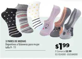 Tia 3 PARES DE MEDIAS Deportivas o Taloneras para mujer talla 9-11 oferta