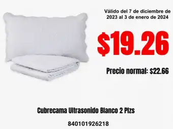 Supermaxi Cubrecama Ultrasonido Blanco 2 Plzs oferta