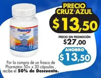 Farmacias Cruz Azul Pharmaton 50+ x 30 cápsulas oferta