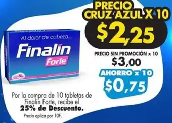 Farmacias Cruz Azul Finalin Forte de 10 tabletas oferta