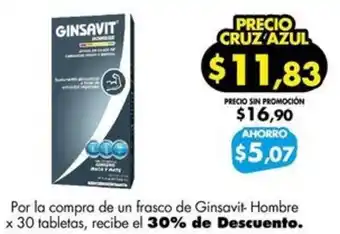 Farmacias Cruz Azul Ginsavit-Hombre x 30 tabletas oferta