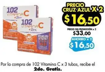 Farmacias Cruz Azul 102 Vitamina C x 3 tubos oferta