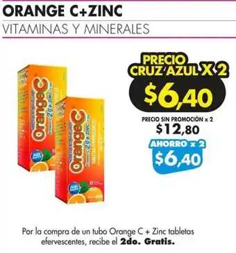 Farmacias Cruz Azul ORANGE C+ZINC VITAMINAS Y MINERALES oferta