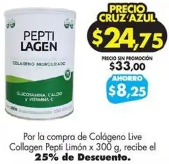 Farmacias Cruz Azul Colágeno Live Collagen Pepti Limón x 300g oferta