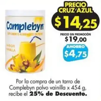 Farmacias Cruz Azul Complebyn polvo vainilla x 454g oferta