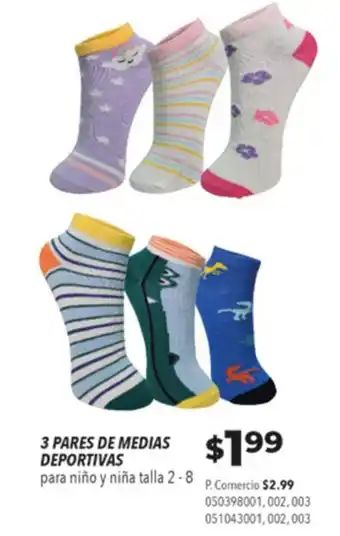 Tia 3 PARES DE MEDIAS DEPORTIVAS para niño y niña talla 2-8 oferta