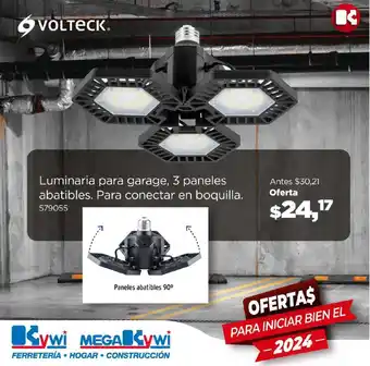 Kywi Luminaria para garage, 3 paneles abatibles. Para conectar en boquilla oferta