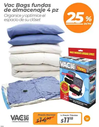 TVentas Vac Bags fundas de almacenaje 4 pz oferta