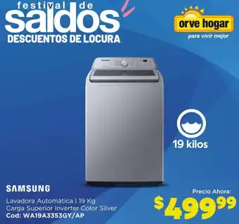 Orve Hogar SAMSUNG Lavadora Automática 19kg oferta