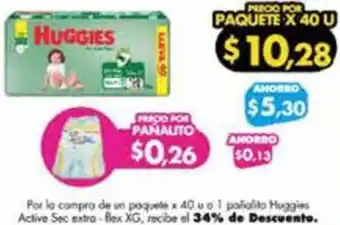 Farmacias Cruz Azul Huggies Active Sec extra-flex XG oferta
