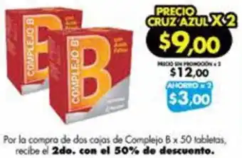 Farmacias Cruz Azul Complejo B x 50 tabletas oferta