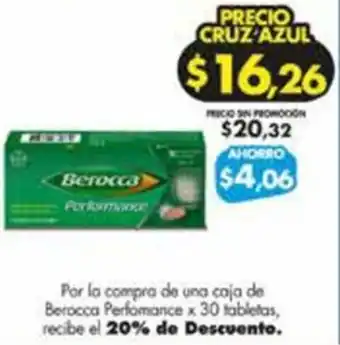 Farmacias Cruz Azul Berocca Perfomance x 30 tabletas oferta