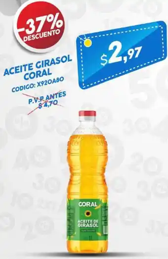 Coral Hipermercados ACEITE GIRASOL CORAL oferta